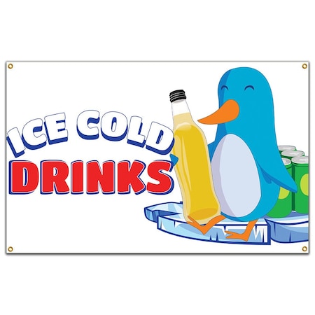 Signmission Ice Cold Drinks 2 Banner Heavy Duty 13 Oz Vinyl with Grommets B-60 Ice Cold Drinks 2